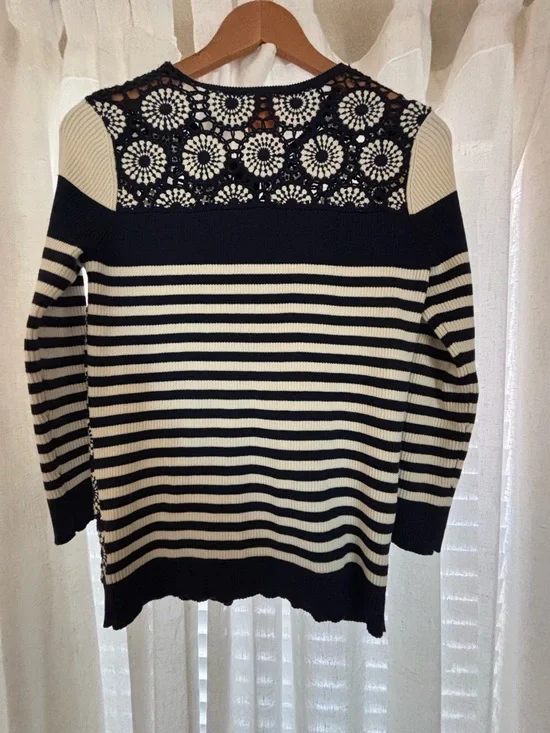 Tory Burch Navy and Cream Floral Zip Cardigan - Picture 6 of 10